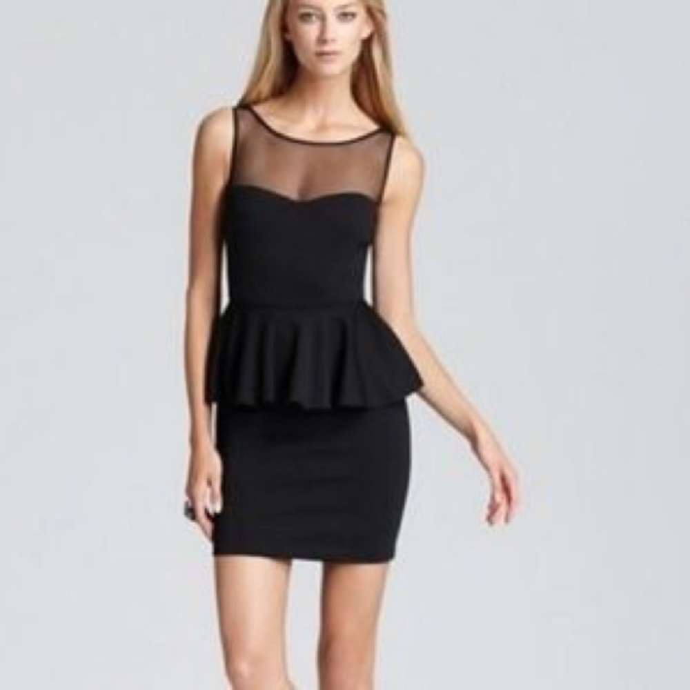 AQUA Mesh Peplum Dress